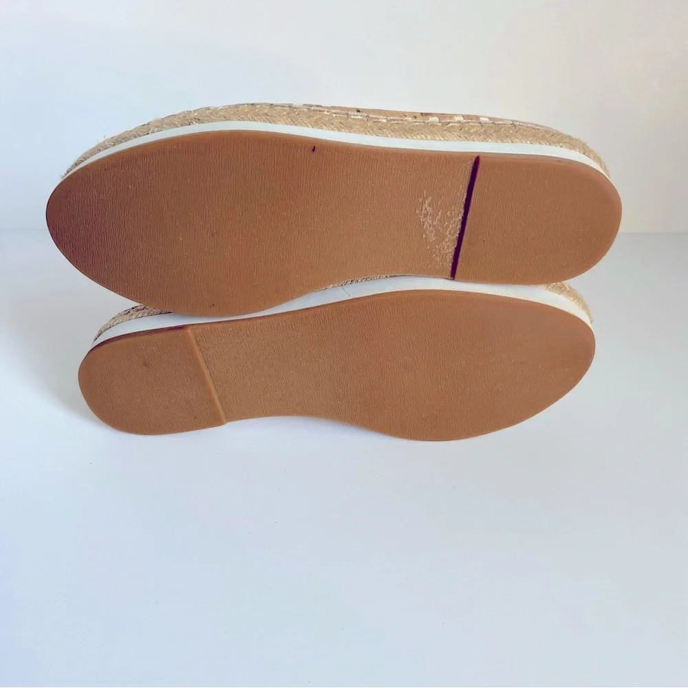 Sondra Roberts Womens Tan/White Ellie Woven Cork Platform Espadrille Slip-on S 8